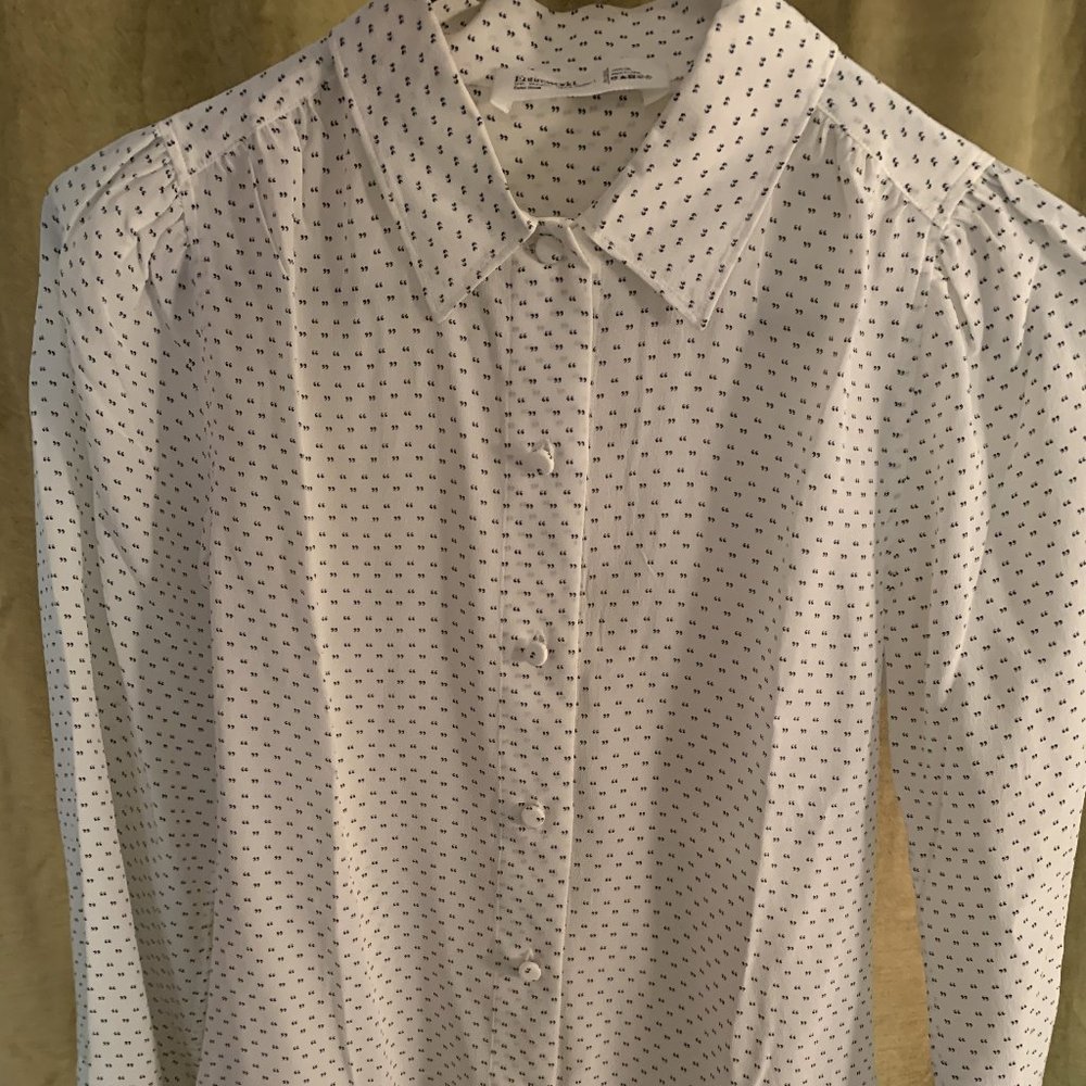 Entireworld Silk Button-Up Quotation Mark Top